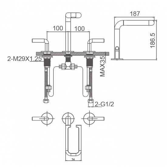 Смеситель для раковины WONZON & WOGHAND Loop WW-131-00-508 чёрный матовый
