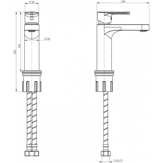 Смеситель для раковины WONZON & WOGHAND WW-H1032-MB чёрный матовый