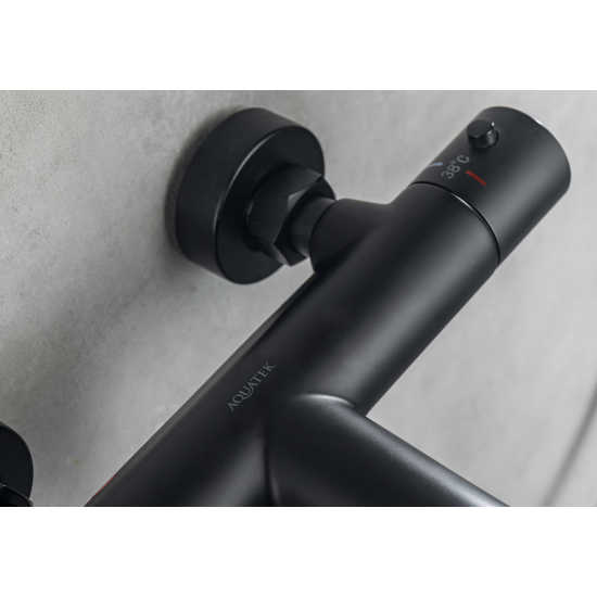 Смеситель для ванны AQUATEK Вега AQ1043MB с термостатом, матовый чёрный