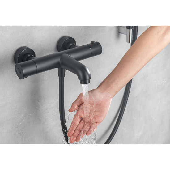 Смеситель для ванны AQUATEK Вега AQ1043MB с термостатом, матовый чёрный