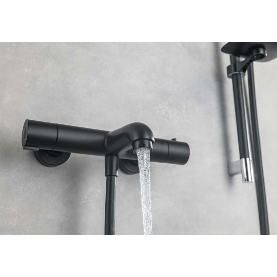 Смеситель для ванны AQUATEK Вега AQ1043MB с термостатом, матовый чёрный