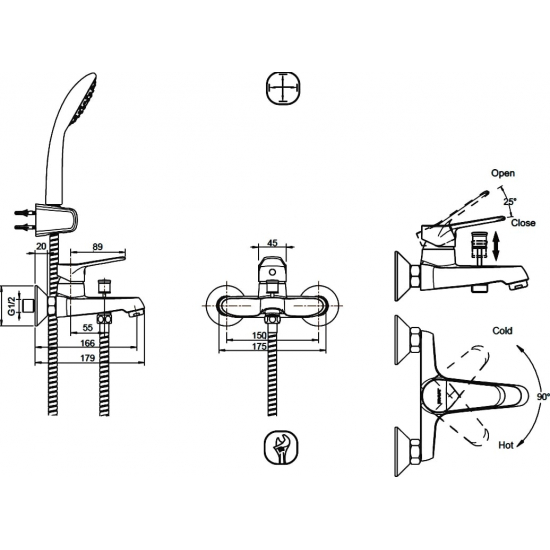 Смеситель для ванны BRAVAT Eco F6111147C-B хром