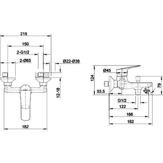 Смеситель для ванны BRAVAT Rhein F6429564CP-01-ENG хром