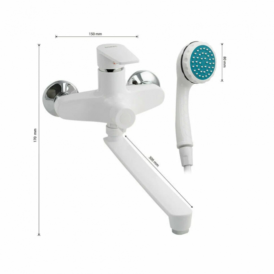 Смеситель для ванны BRIMIX 556 из пластика АБС, белый