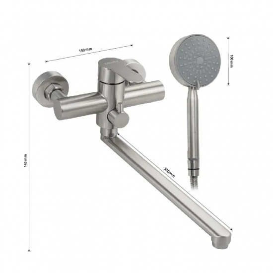 Смеситель для ванны BRIMIX 9329 из нержавеющей стали, сатин