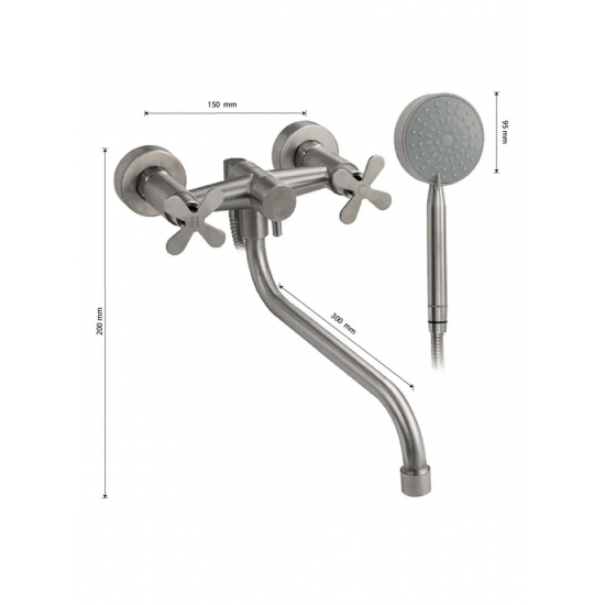 Смеситель для ванны BRIMIX 9336 из нержавеющей стали, сатин