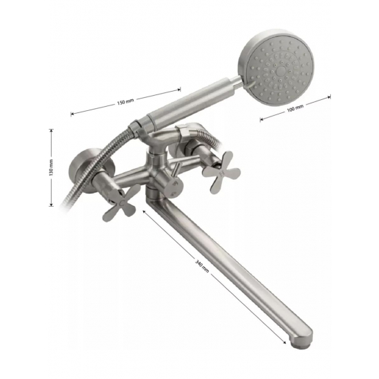 Смеситель для ванны BRIMIX 9340 из нержавеющей стали, сатин