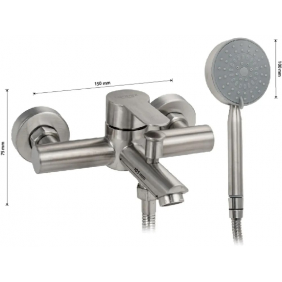 Смеситель для ванны BRIMIX 9394 из нержавеющей стали, сатин