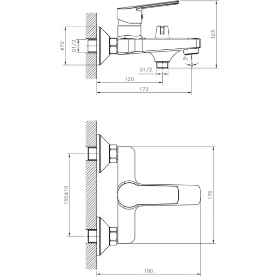 Смеситель для ванны DECOROOM DR22036 хром