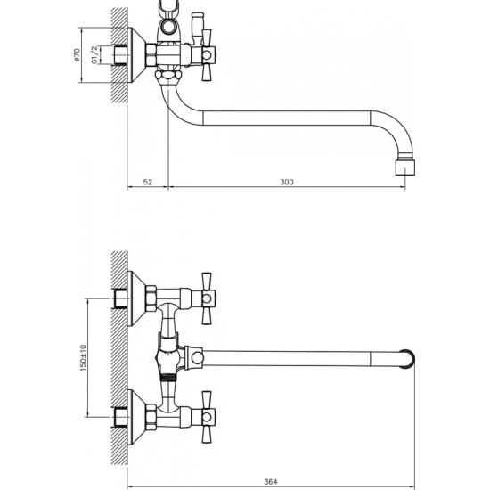 Смеситель для ванны DECOROOM DR51045-White белый/хром