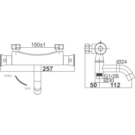 Смеситель для ванны D&K Bayern Potsdam DA2113201 с термостатом, хром