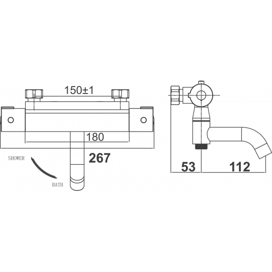 Смеситель для ванны D&K Bayern Potsdam DA2153201 с термостатом, хром