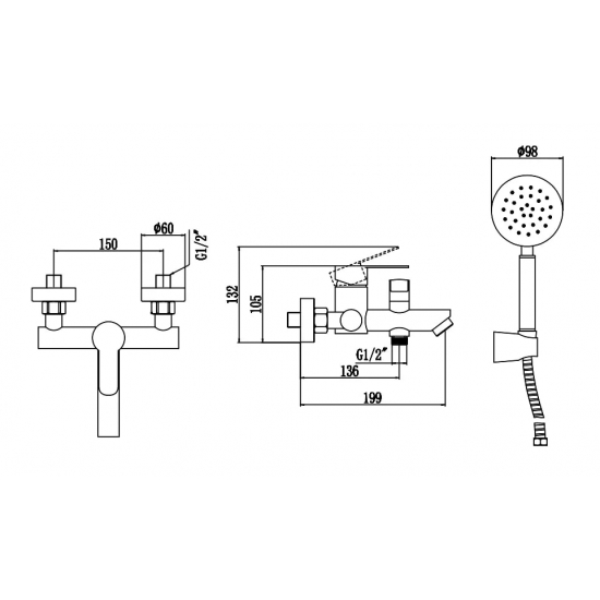 Смеситель для ванны FMARK FS8204 из нержавеющей стали, сатин