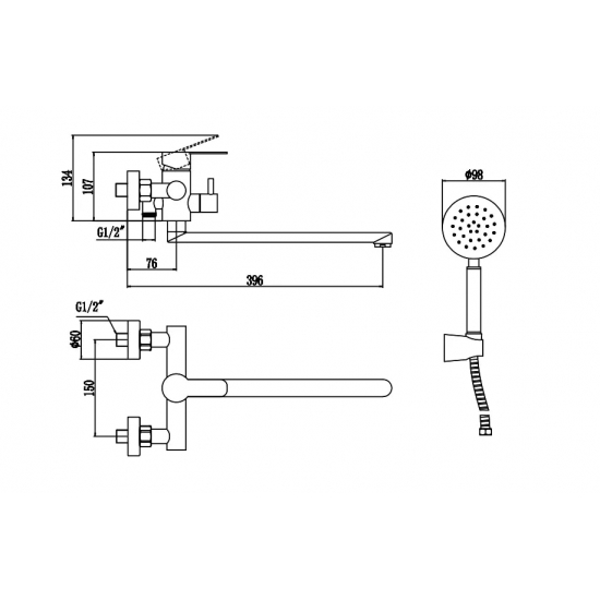 Смеситель для ванны FMARK FS8224 из нержавеющей стали, сатин