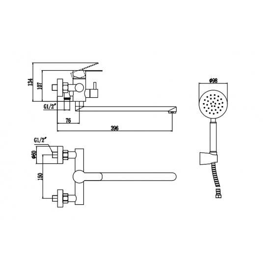 Смеситель для ванны FMARK FS8224H из нержавеющей стали, чёрный