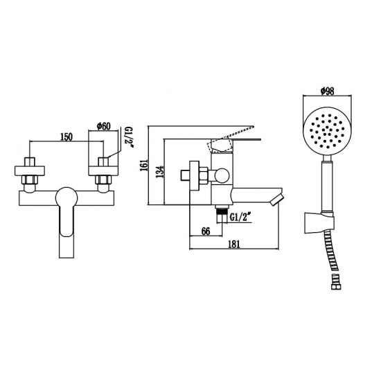 Смеситель для ванны FMARK FS8304 из нержавеющей стали, сатин