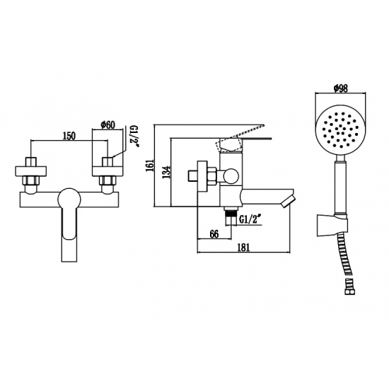 Смеситель для ванны FMARK FS8304H из нержавеющей стали, чёрный