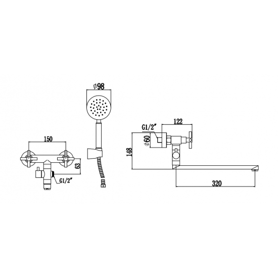 Смеситель для ванны FMARK FS8424 из нержавеющей стали, сатин