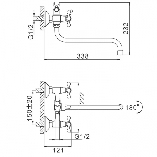Смеситель для ванны FRAP H20 F2220 хром