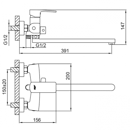 Смеситель для ванны FRUD R22151 хром