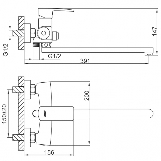 Смеситель для ванны FRUD R23151 хром