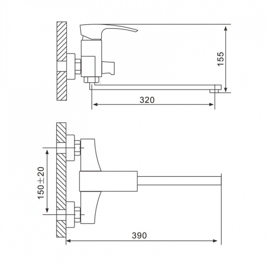 Смеситель для ванны GAPPO G07 G2207 хром