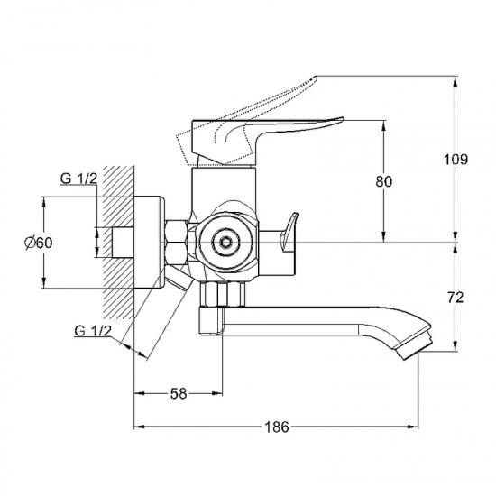 Смеситель для ванны GLAUF GOB3-A134 хром