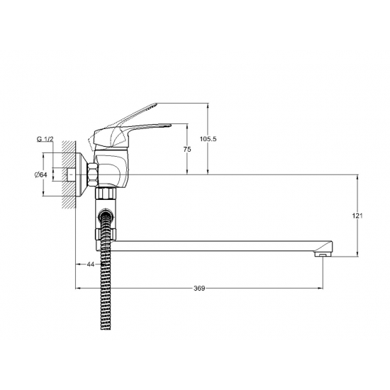Смеситель для ванны GLAUF KLO7-B048 хром