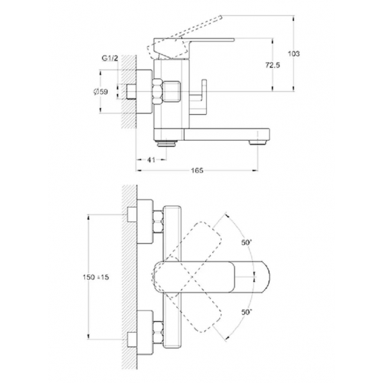 Смеситель для ванны GLAUF NEB3-A123 хром
