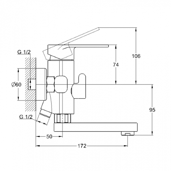 Смеситель для ванны GLAUF NOB3-A128 хром