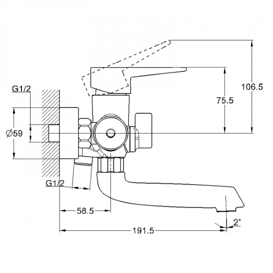 Смеситель для ванны GLAUF NUD3-A045YB чёрный