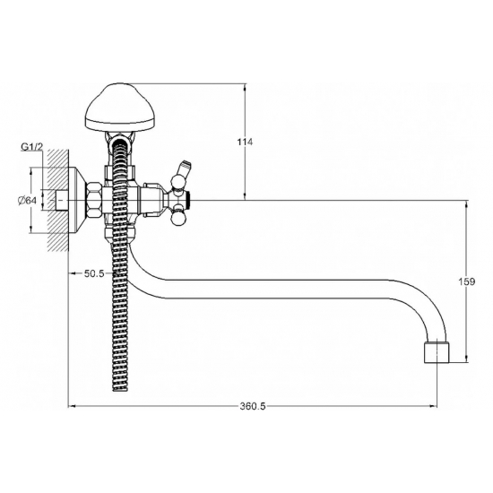 Смеситель для ванны GLAUF QFR7-A827 хром