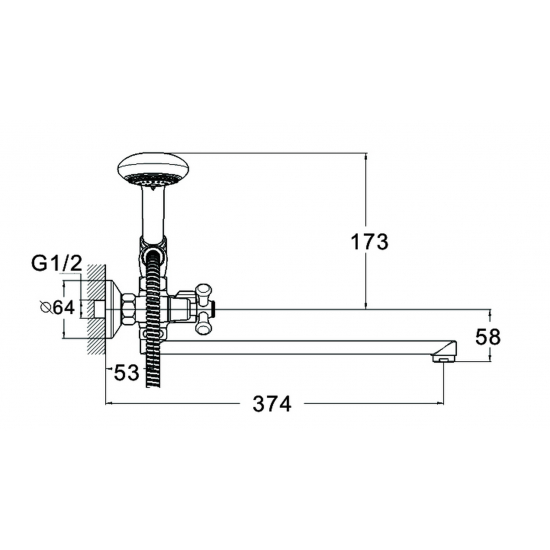 Смеситель для ванны GLAUF QST7-A827 хром