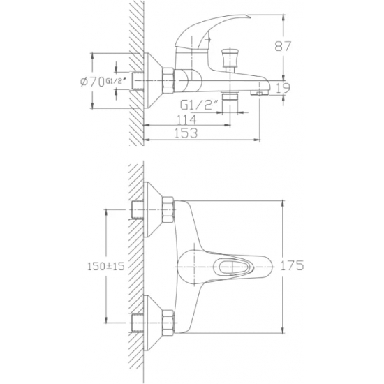 Смеситель для ванны HAIBA HB3015 хром