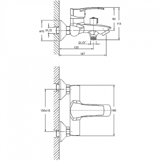 Смеситель для ванны HAIBA HB6070 хром