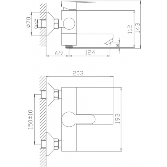 Смеситель для ванны HAIBA HB60801 из нержавеющей стали