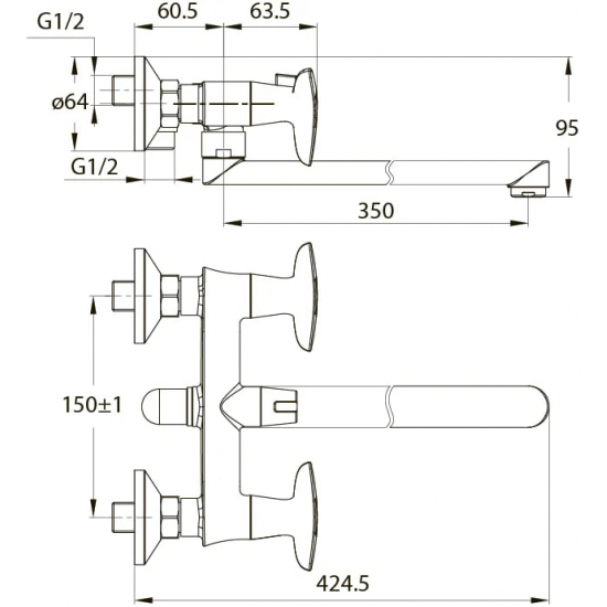 Смеситель для ванны IDDIS Copter COPSBL2i10WA хром