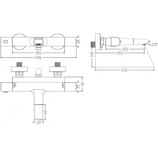 Смеситель для ванны IDDIS Uniterm UNISB02I74WA с термостатом, хром