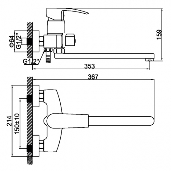 Смеситель для ванны LEDEME H43 L2243 хром