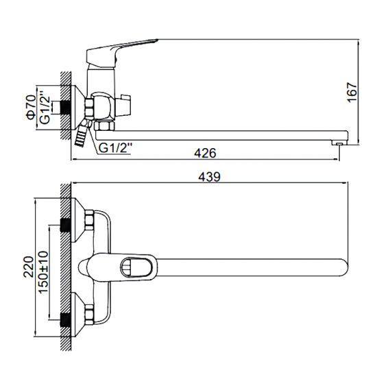 Смеситель для ванны LEDEME H49 L2249 хром