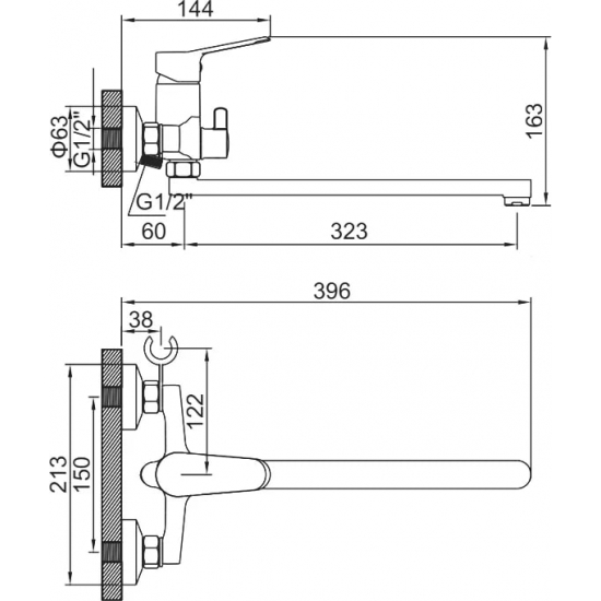 Смеситель для ванны LEDEME H61B L2261B чёрный