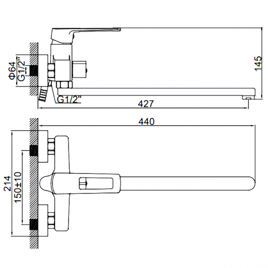 Смеситель для ванны LEDEME H67 L2267 хром