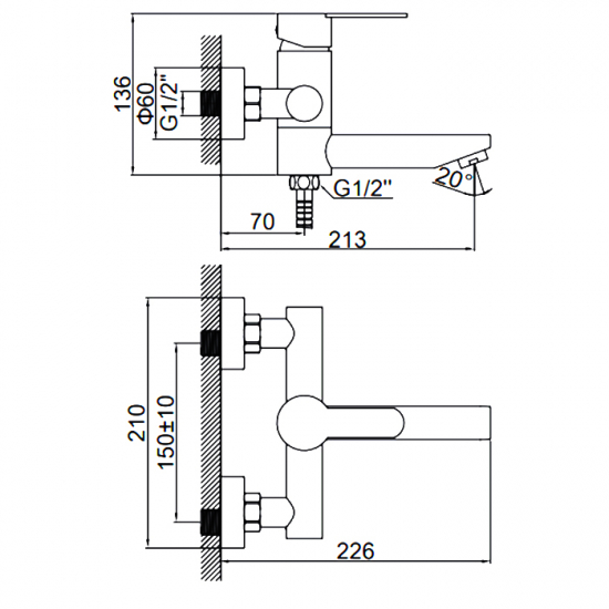 Смеситель для ванны LEDEME H703 L73103 из нержавеющей стали, сатин