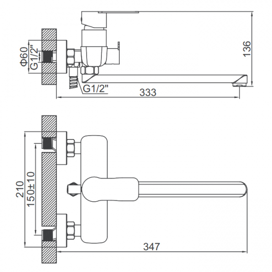 Смеситель для ванны LEDEME H718B L72218B чёрный