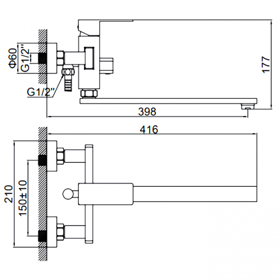 Смеситель для ванны LEDEME H733 L72233 из нержавеющей стали