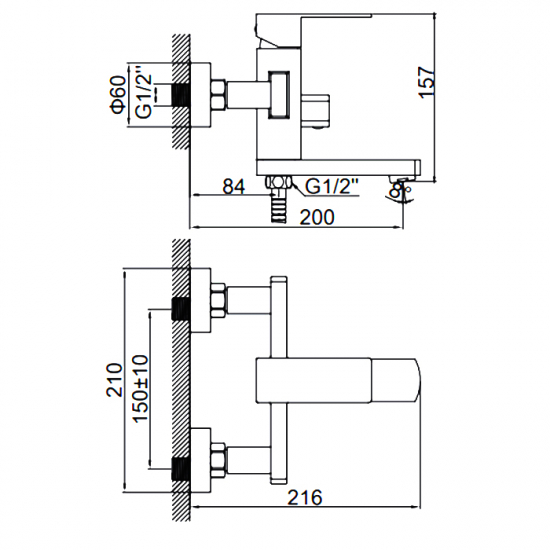 Смеситель для ванны LEDEME H733 L73233 из нержавеющей стали, сатин