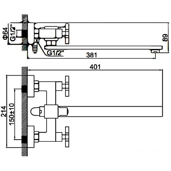 Смеситель для ванны LEDEME H84 L2584 хром