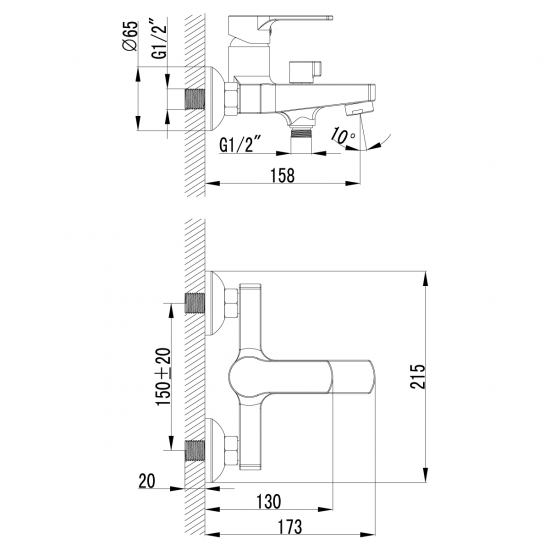 Смеситель для ванны LEMARK Plus Grace LM1512C хром