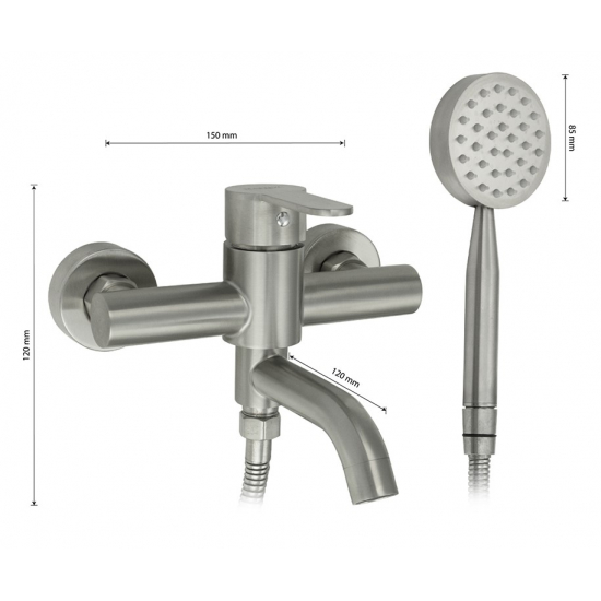 Смеситель для ванны MAGNUS М9184 из нержавеющей стали, сатин