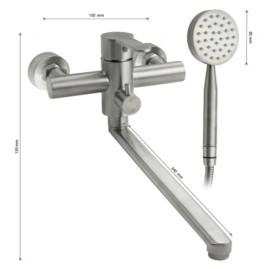 Смеситель для ванны MAGNUS М9229 из нержавеющей стали, сатин